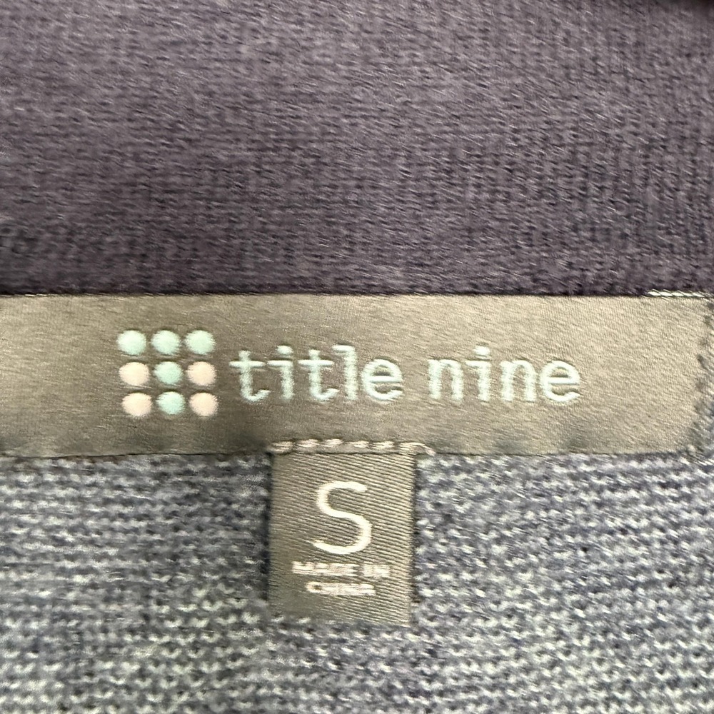 Title Nine Sweater Womens Small Blue Geometric 1/4 Zip Mock Neck Merino Wool - Picture 6 of 16